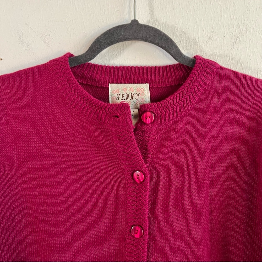 Vintage Jenny Cardigan Hot Pink Knit Button Front Sweater Sz SP NWT Old Stock - Picture 3 of 11